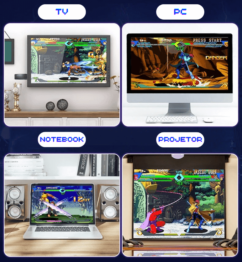 Video Game  Retrô Portátil 4K 30.000 Jogos 64GB + 2 Controles Sem Fio