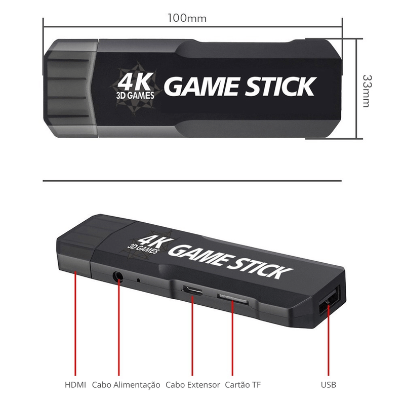 Video Game  Retrô Portátil 4K 30.000 Jogos 64GB + 2 Controles Sem Fio