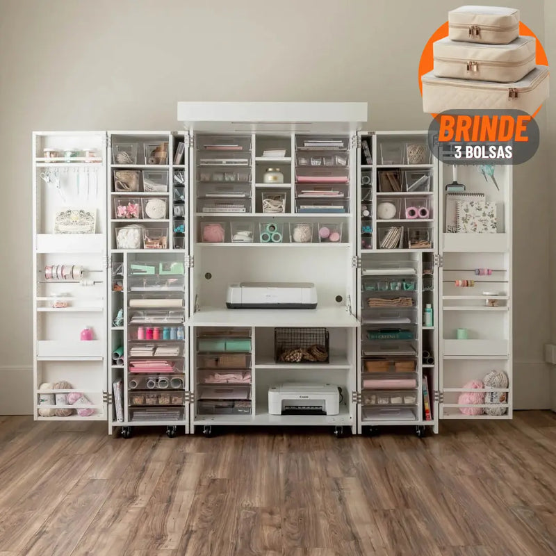 Armário Organizador Dobrável com Rodinhas + Brinde 3 Bolsas Organizadoras para Viagem