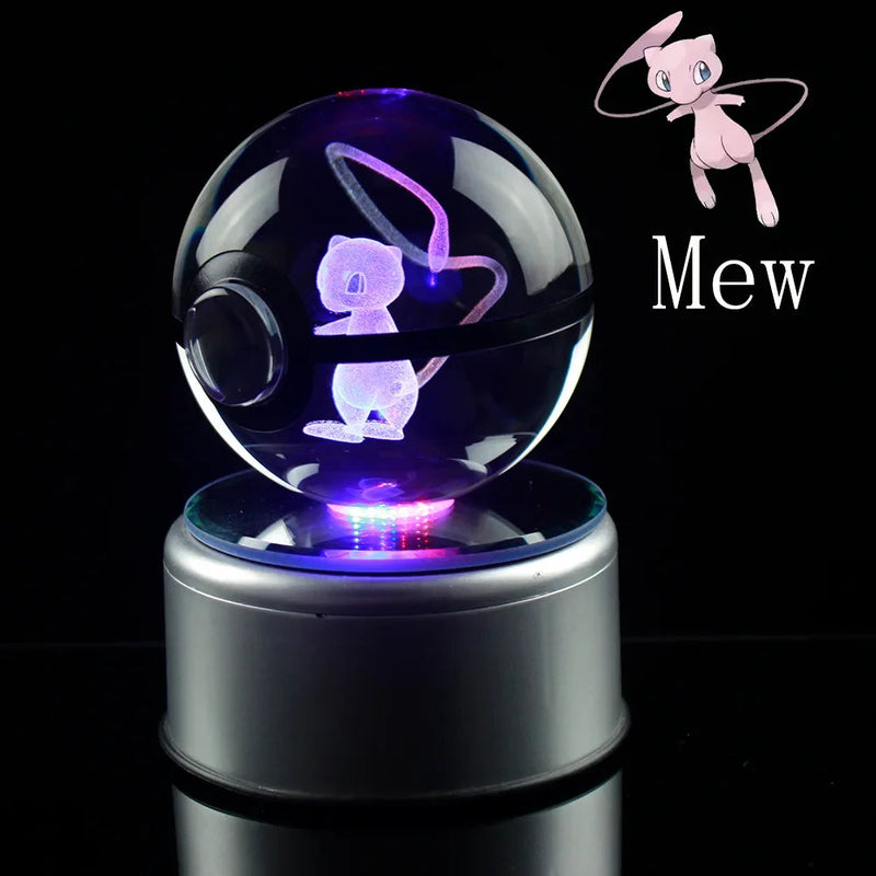 Pokebola de Cristal + Base LED (PROMOÇÃO EDIÇÃO LIMITADA)
