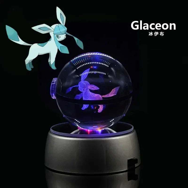 Pokebola de Cristal + Base LED (PROMOÇÃO EDIÇÃO LIMITADA)