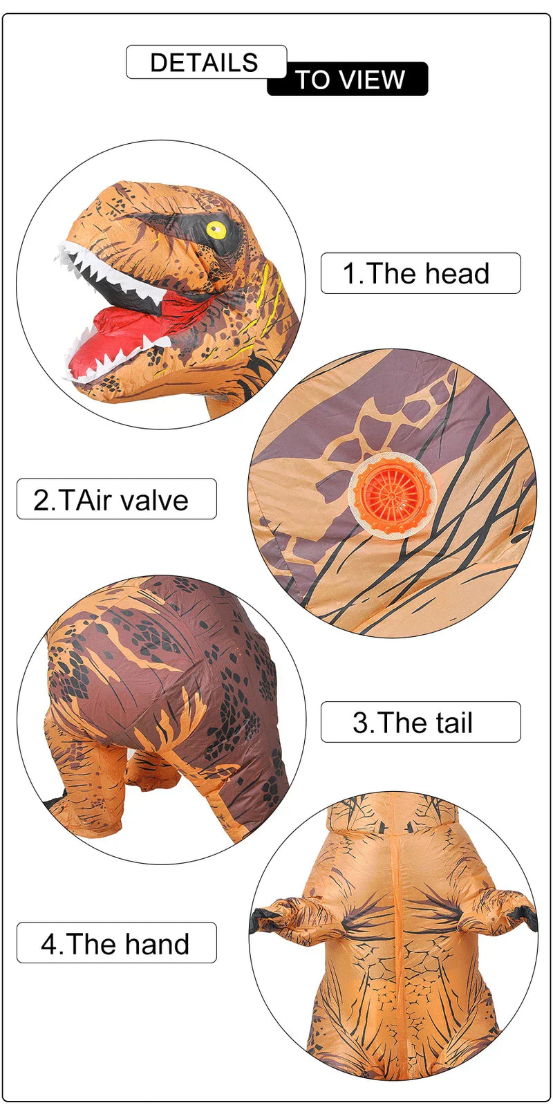 Fantasia de T-rex Inflável