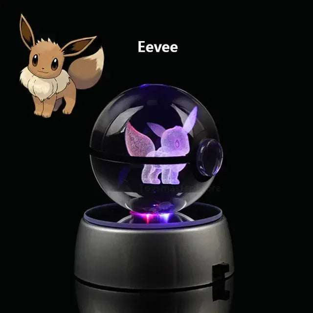 Pokebola de Cristal + Base LED (PROMOÇÃO EDIÇÃO LIMITADA)