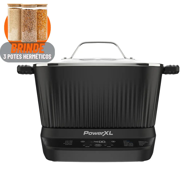 ChefMix 360 – Panela Multifuncional 7L Bivolt + Brinde 3 Potes Herméticos de Vidro